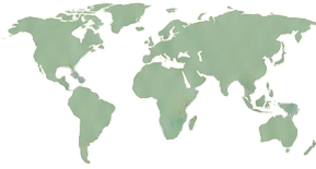 動物に会いに行った国を示した世界地図